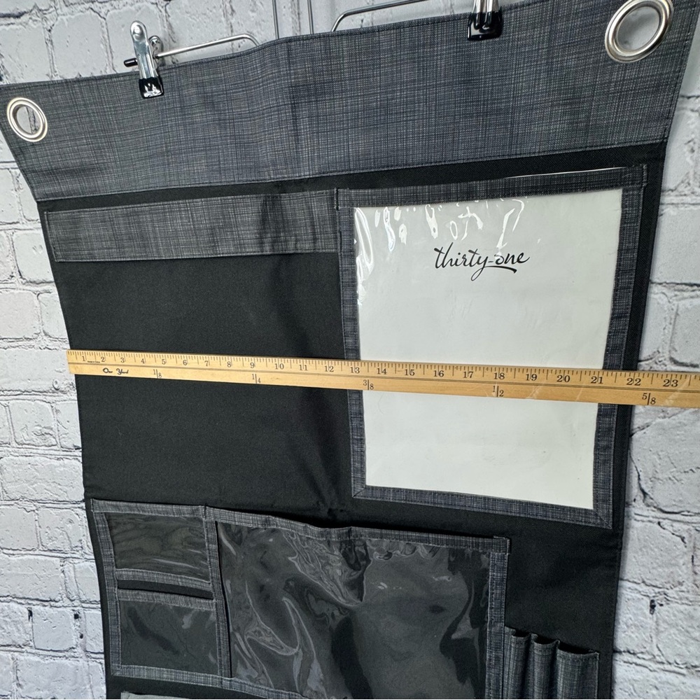Thirty-One Hang Up Family Home Wall Organizer Pockets Black & Gray 41" x 22" - Picture 5 of 6